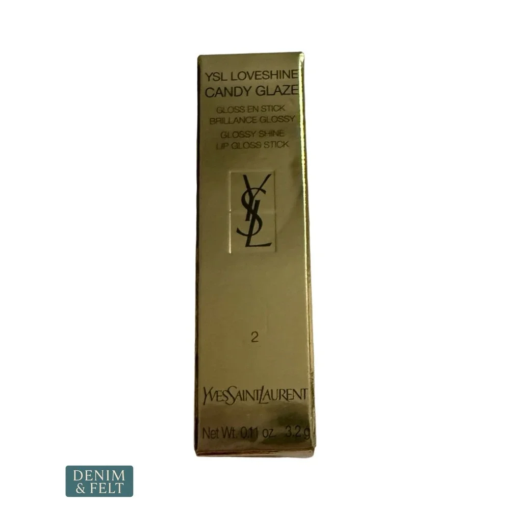 NEW YSL Loveshine Candy Glaze Lip Gloss Stick 2 Healthy Glow Plumper Gold LUXE